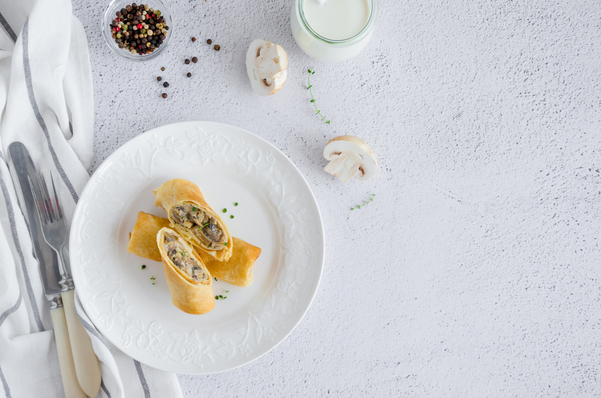 Sample plated tasting menu in soft light